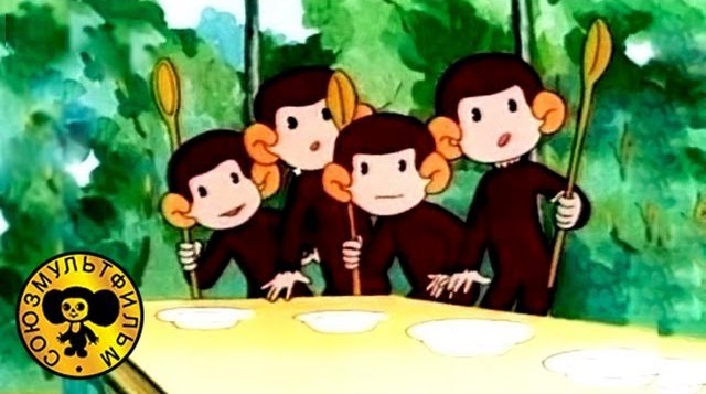 Мультфильм Обезьянки - Как обезьянки обедали